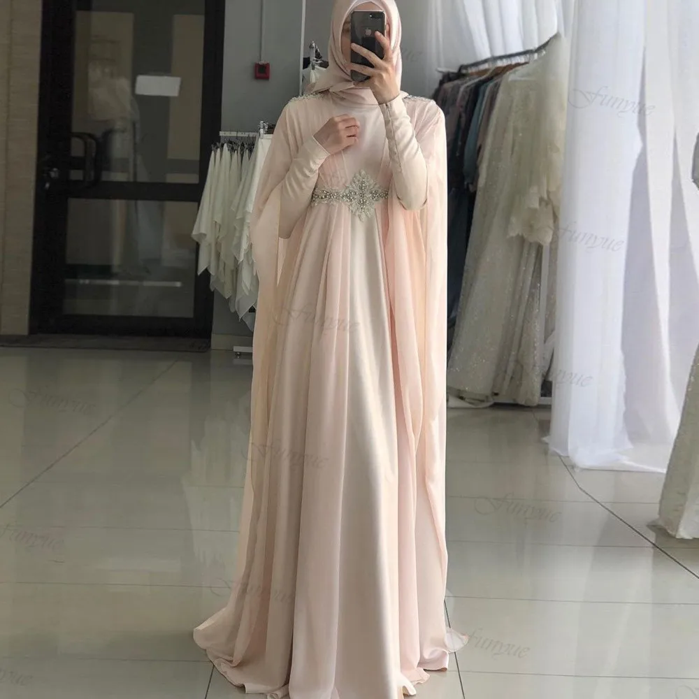 

Robe De Mariée Muslim Hijab Formal Occasion Dresses Beading Lace Dubai Arabic Long Sleeves Evening Gowns For Women 2024