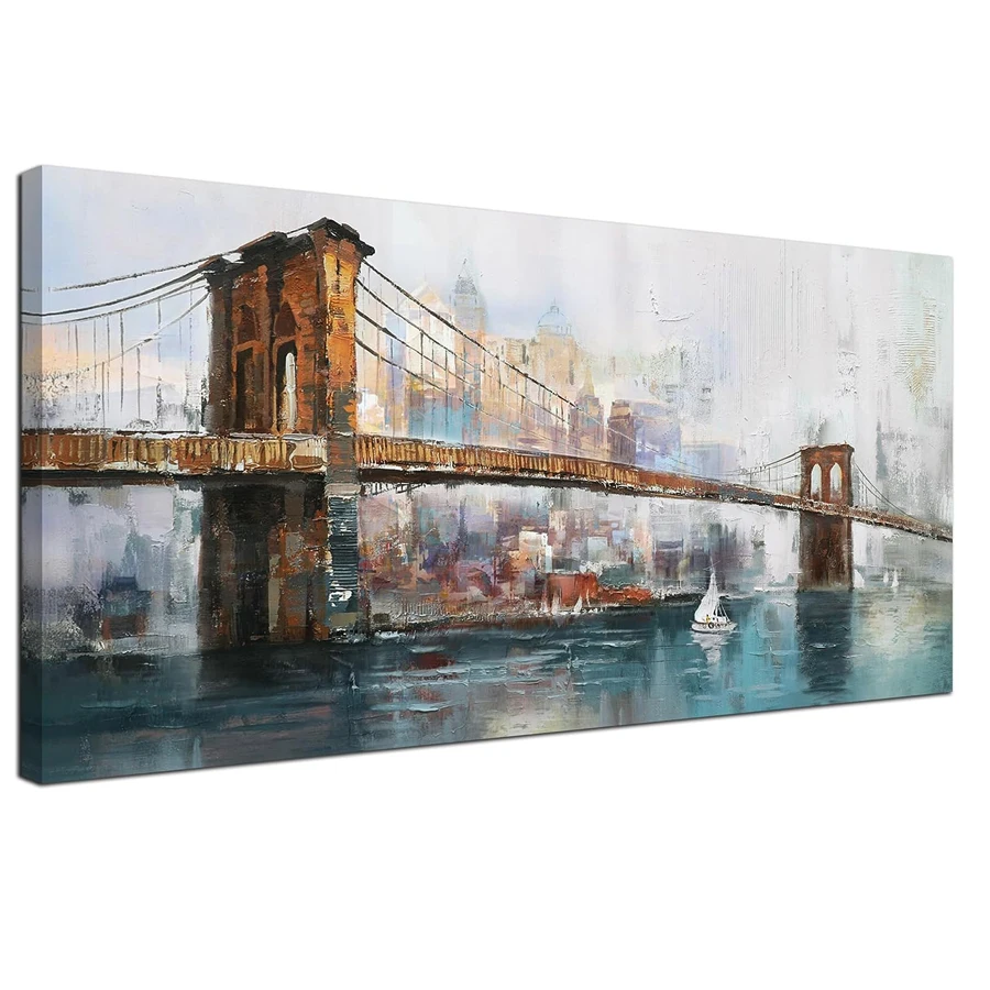 Brooklyn Bridge Wall Art New York Abstract diamond painting cross stitch City Landscape Painting decor Colorful New York Skyline