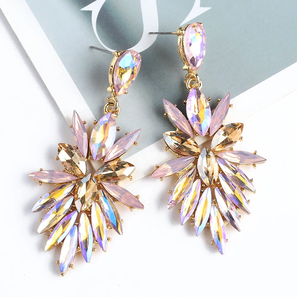 New Creative Design Geometric Teardrop Shiny Glass Dangle Drop Earrings For Women Luxury Quality Ear Accessories Pendant Jewelry