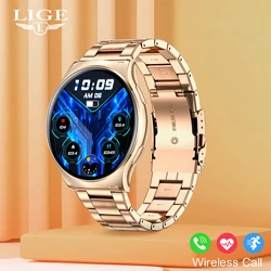 LIGE 1. 43-calowy ekran AMOLED damski Smartwatch Smartwatch butooth zadzwoń Monitor tlenu i tętna Fitness sportowy 2024 damski zegarek