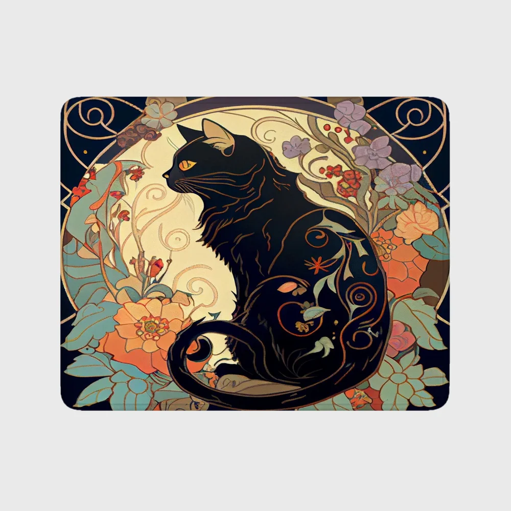 Black cat and white cat Mousepad Small Mouse Pad Gaming Accessories Mouse Mat Pc Keyboard Pads Rubber Computer Desk Mats