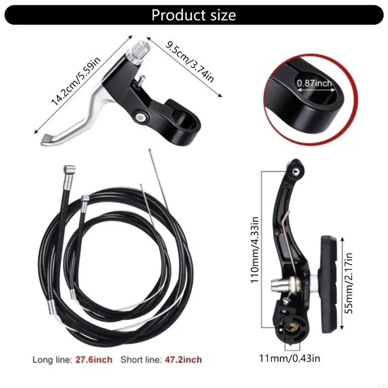

Complete Bike Brakes Set Bike Front and Rear Brake with Calipers Levers Cables A70D
