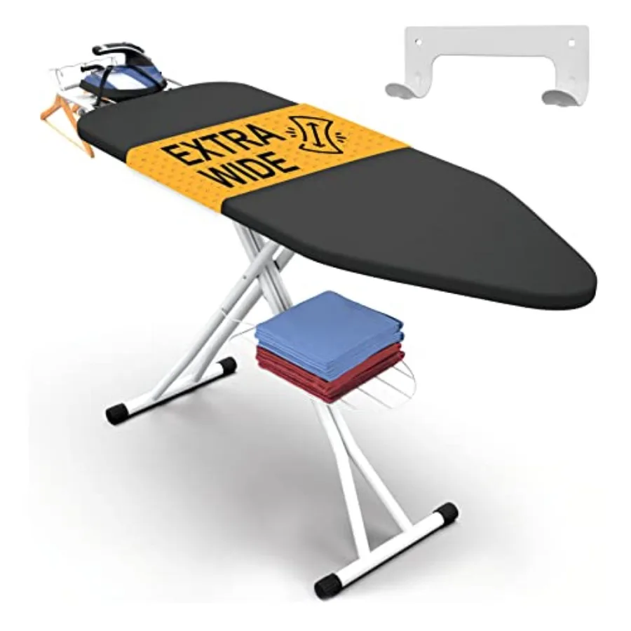 

Xabitat Full Size Ironing Board 57" X 18" with Wall Mount Hanger Full Metal Construction Iron Board Built in Iron Caddy Heat an