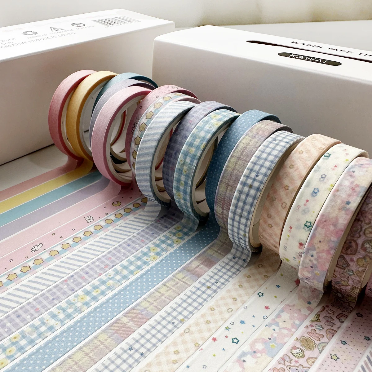 20 rolls/box vintage style washi tape set narrow strip stickers for school supplies decoration DIY creative stationery tape