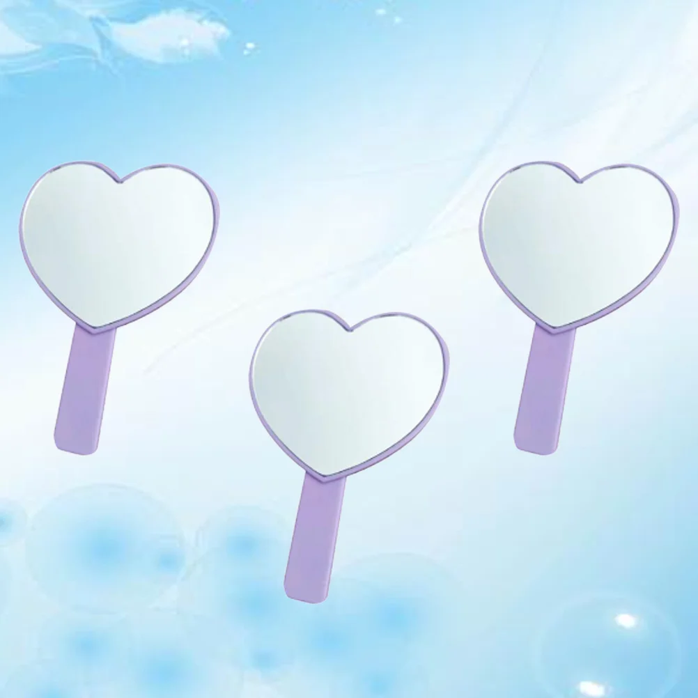 3 قطع مرآة مكياج على شكل قلب من جانب واحد محمولة بتصميم جميل ومرآة مدمجة للفنانين المحترفين