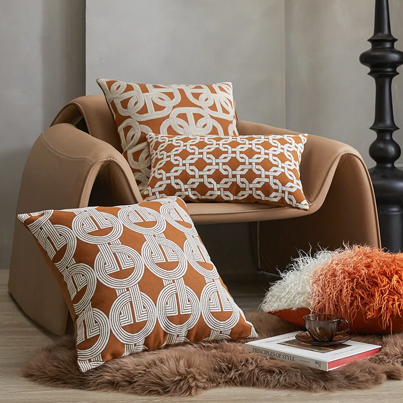 Throw Pillow Cover Geometric Model Room Sofa Armrest Waist Cushions Headboard Pillow Cover High-precision Throw Pillow Cover