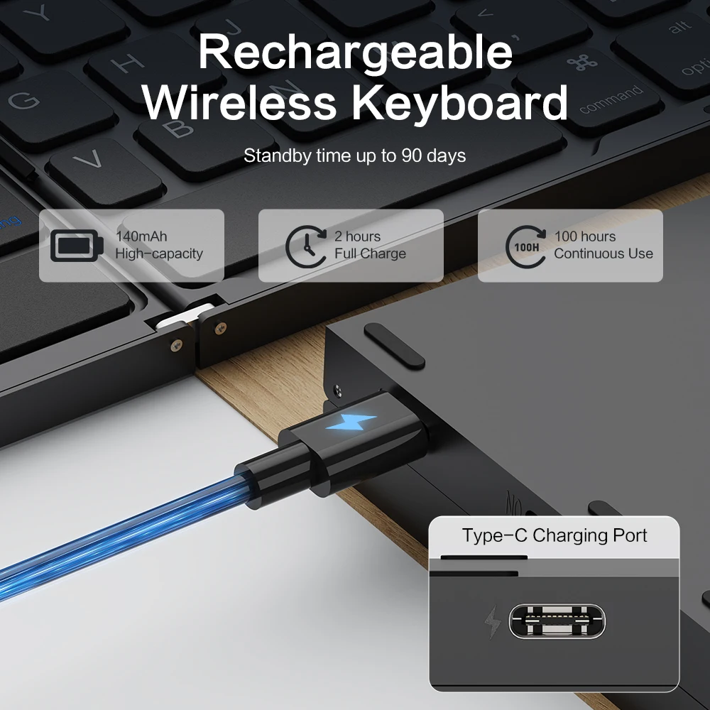 لوحة مفاتيح لاسلكية محمولة قابلة للطي، لوحة مفاتيح BT قابلة للطي، لوحة مفاتيح جيب للسفر لنظام التشغيل MacOS Windows Android iOS والكمبيوتر اللوحي الذكي