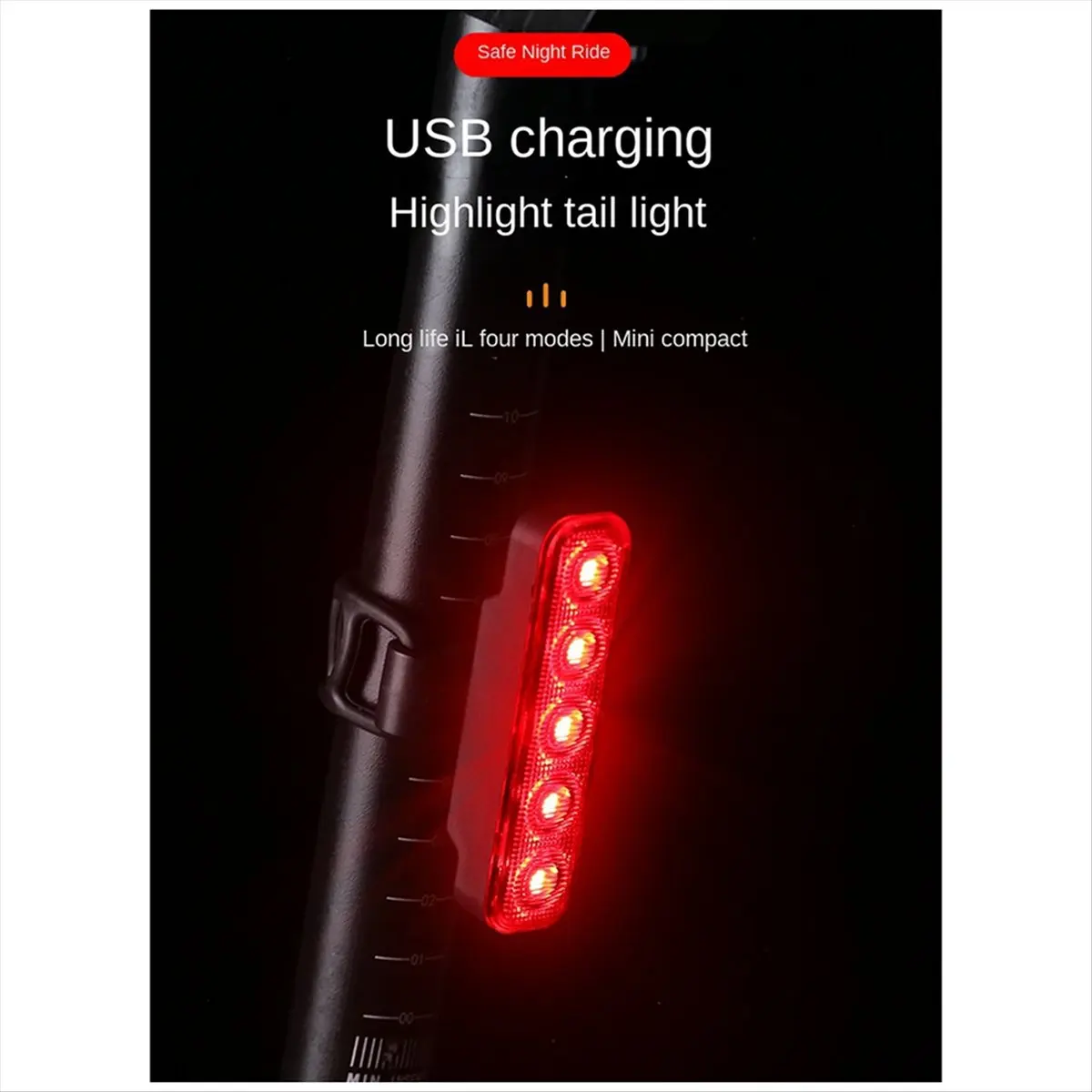 didyou Bicycle Taillight LED Multi-Mode Charging Mountain Bike High Brightness Taillight Cycling Equipment