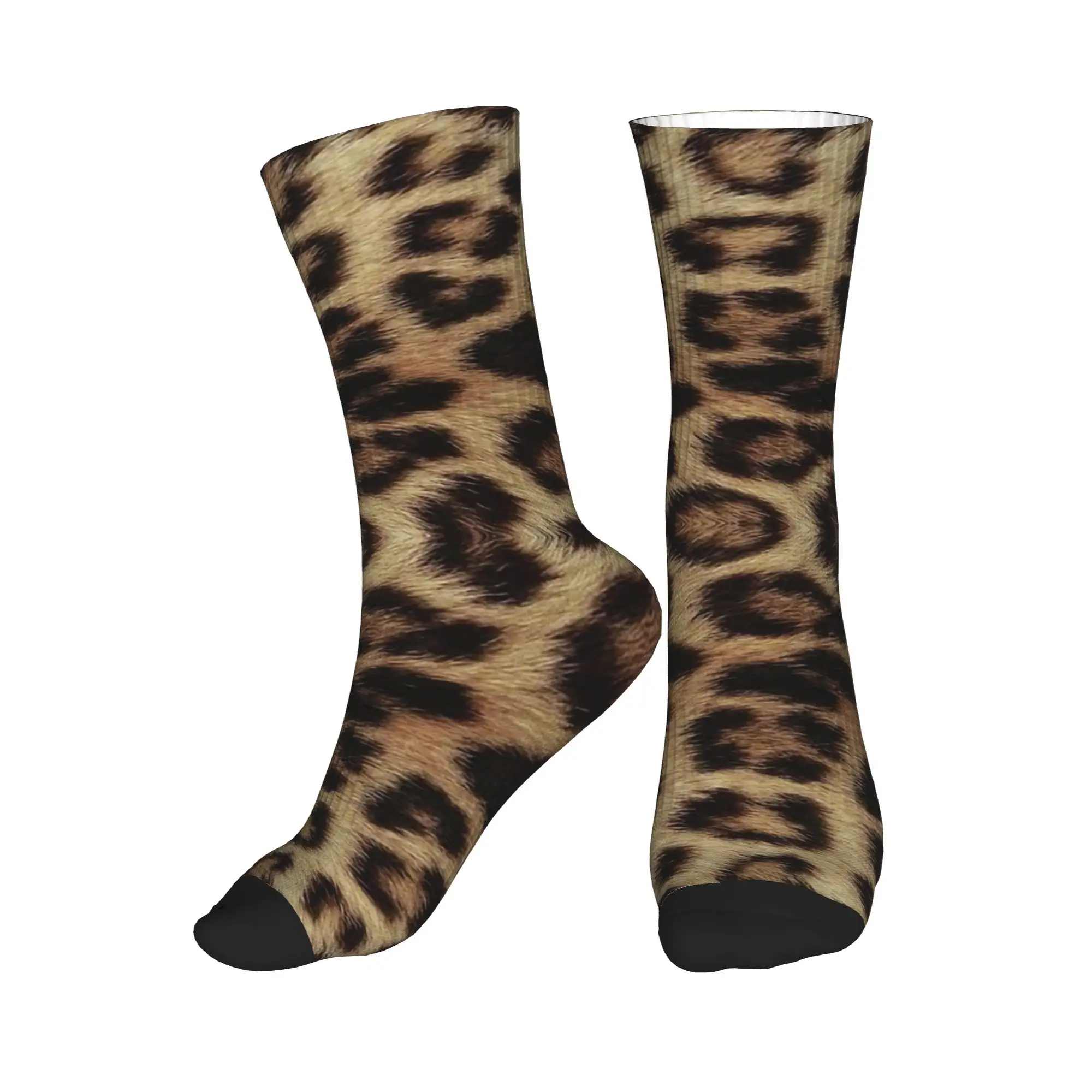 

All Seasons Leopard Cheetah Fur Hide Animal Fur Pattern Sport Middle Tube Socks Super Soft Crew Socks Stockings for Men Women