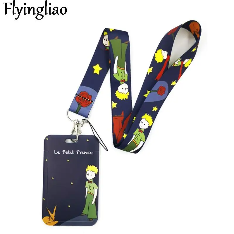 Little Prince Lanyard Credit Card ID Holder Bag Student Women Travel Card Cover Badge Car Keychain Decorations