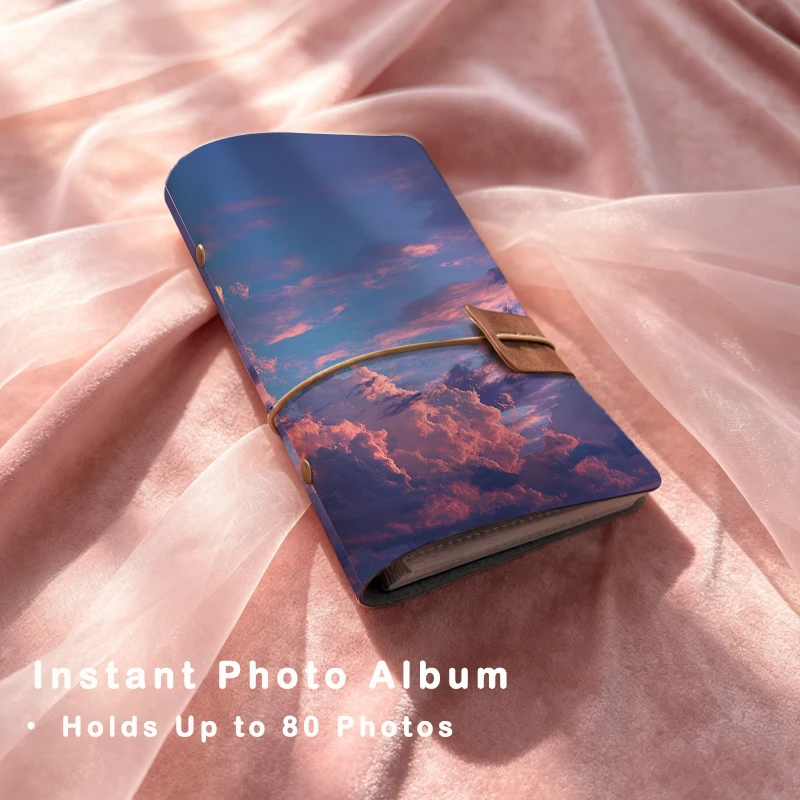 Dreamy Sunset Cloud Printed Vertical Photo Album, 80 Slots 3 Inch Instant Picture & Small Card Organizer Travel Keepsake Gift