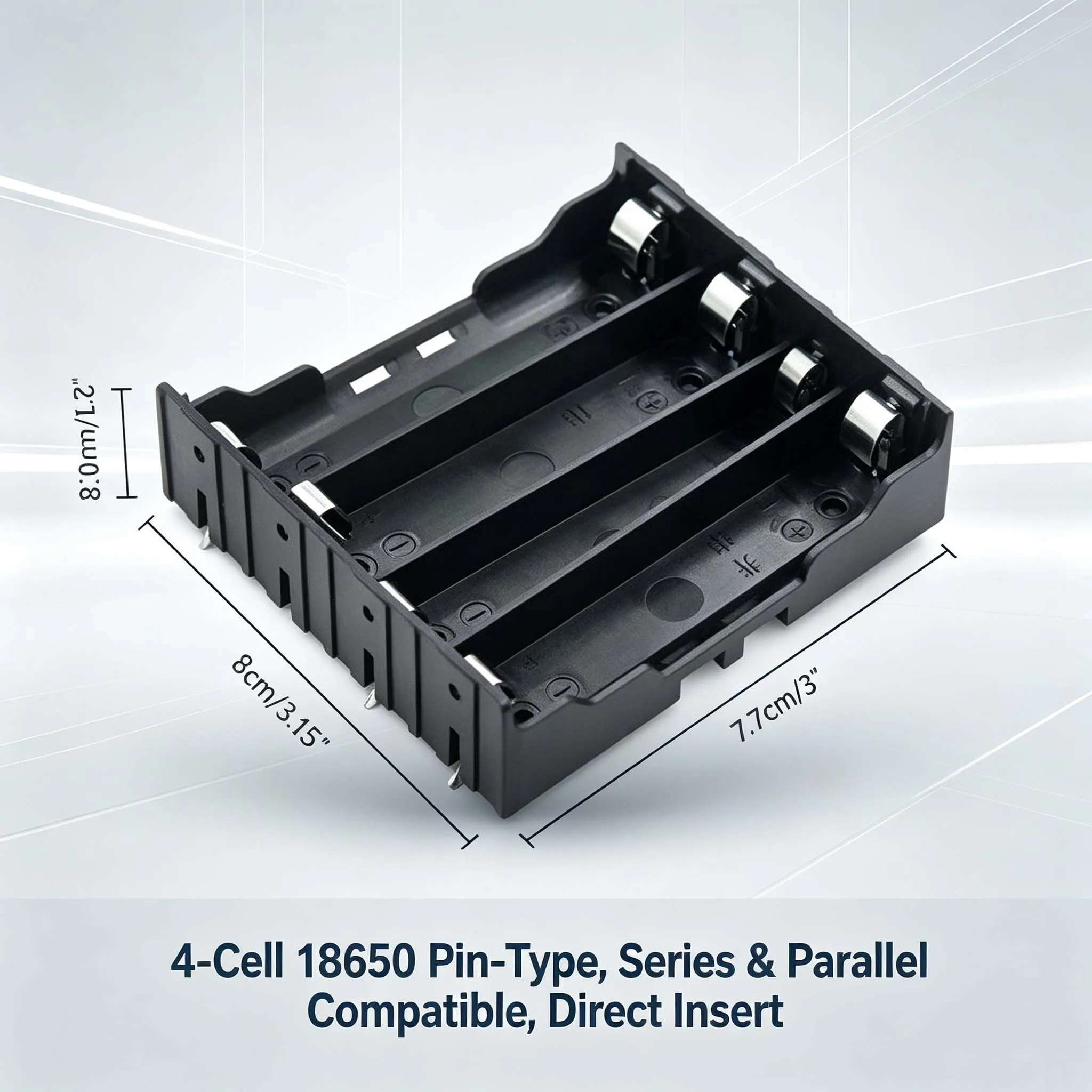 Batteriebox aus Kunststoff, DIY-Batterieständer, Aufbewahrungsbox für 4 einzelne 18650 3,7V Batterien (ohne Batterien) – Detail 6