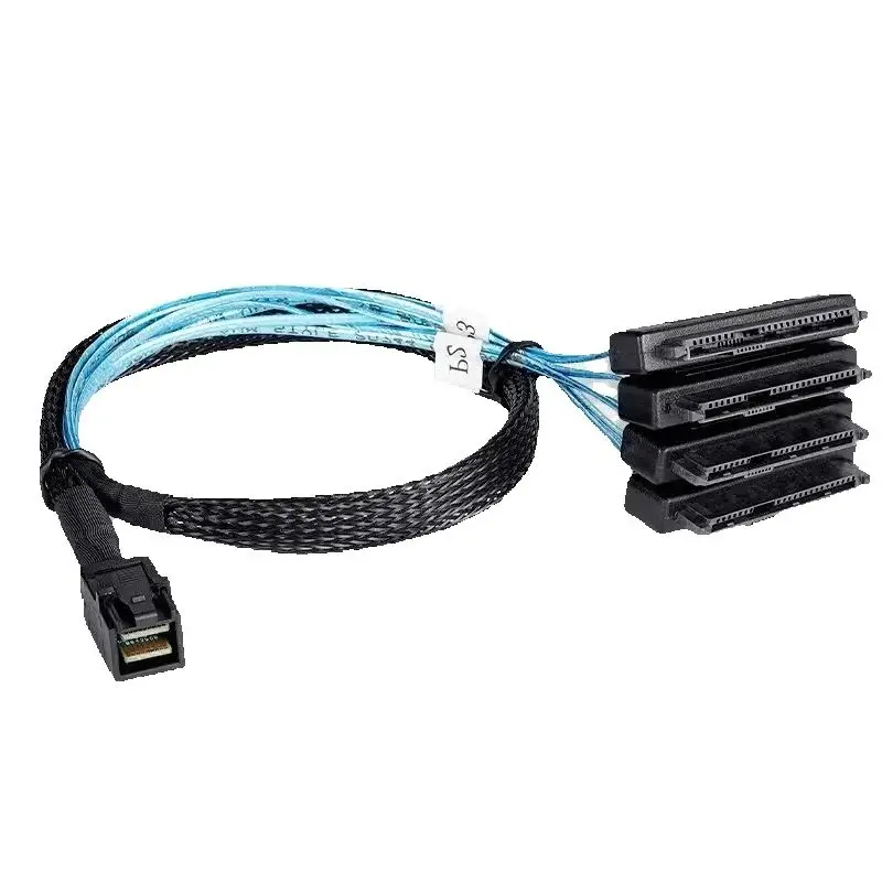 Кабели SAS SATA от SFF-8643 до 4 SFF-8482 Внутренний разъем Mini SAS HD до 4 29-контактного разъема SFF-8482 с 15-контактным портом питания SAS Кабель 12 ГБ/с
