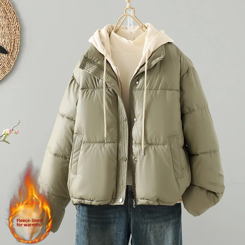 

Новое зимнее повседневное хлопковое джатовое пальто с капюшоном из искусственной кожи, женское свободное пальто Quali, хорошее длинное пальто на одной пуговице