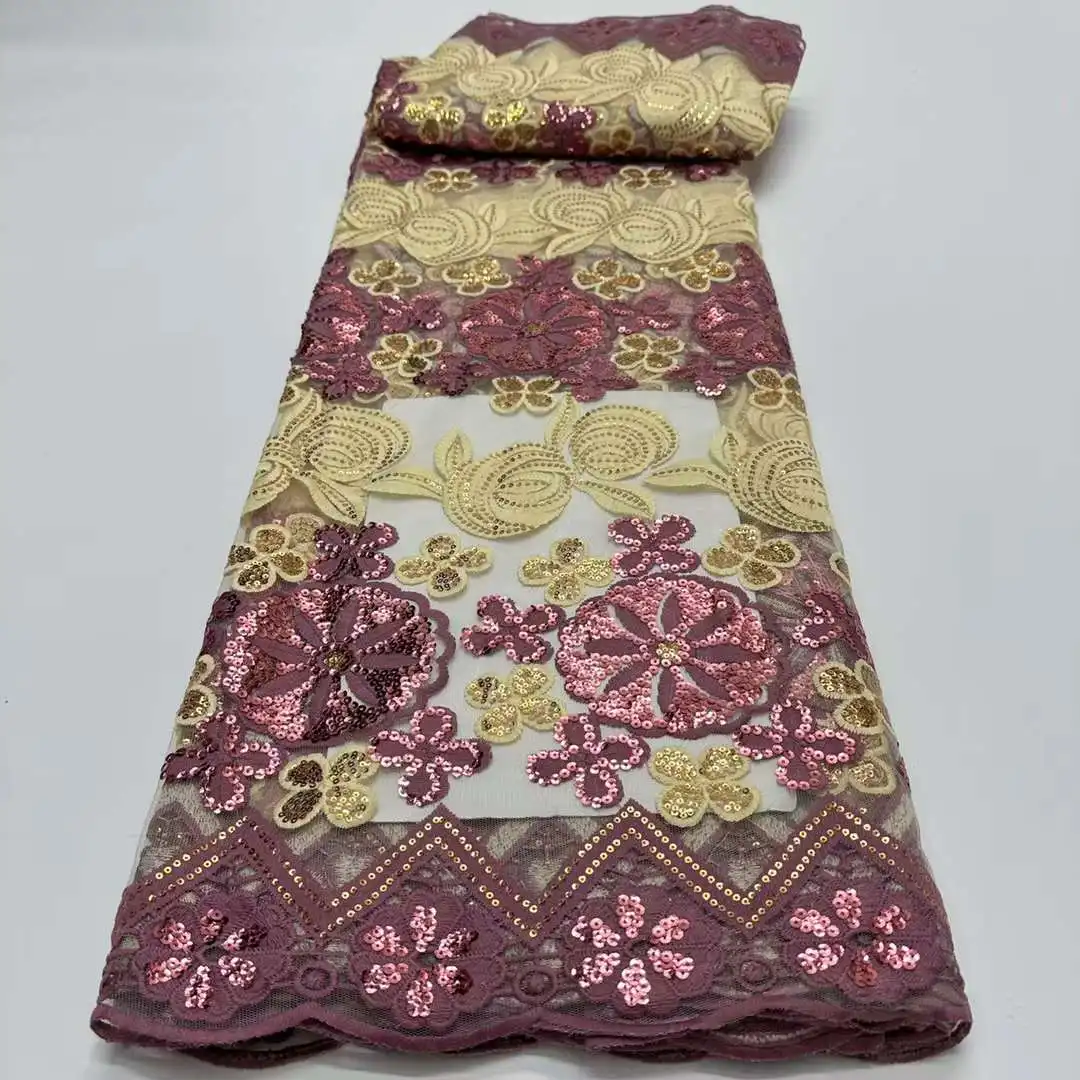 

Африканская Тюлевая Кружевная Ткань 5 ярдов, Высококачественная нигерийская фототкань для шитья свадебного платья, женская ткань для рукоделия