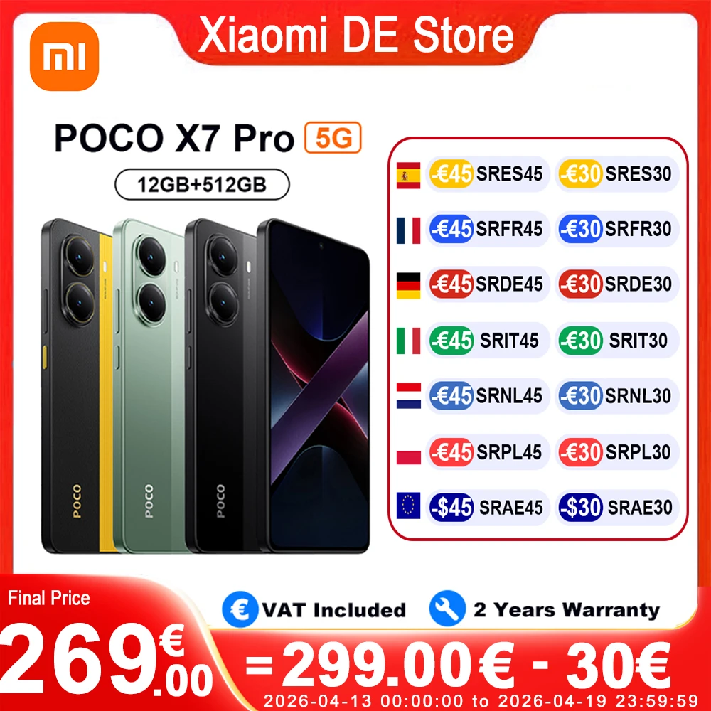 Xiaomi POCO X7 Pro Version Globale, Batterie 6000 mAh (type), Fonctionnalités GenAI, Écran AMOLED 1.5K 120Hz, Appareil Photo 50MP, HyperCharge 90W Xiaomi POCO X7 Pro Version Globale, Batterie 6000 mAh (type), Fonctionnalités GenAI, Écran AMOLED 1.5K 120Hz, Appareil Photo 50MP, HyperCharge 90W