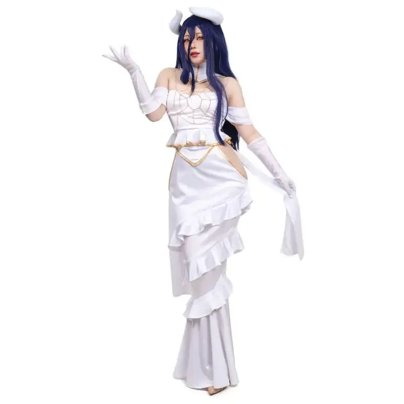 En Stock DAZCOS Anime Overlord Albedo Cosplay disfraz Halloween Navidad disfraz Cos mujer vestido blanco Overlord Albedo Cosplay