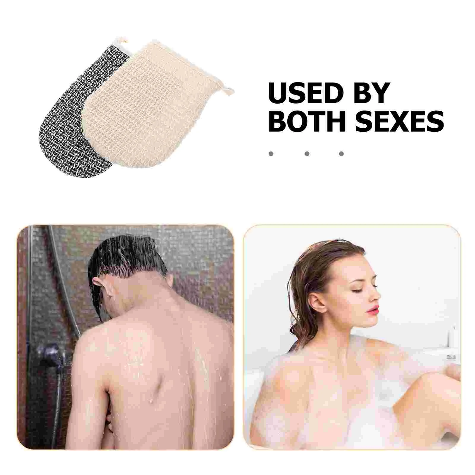 2 Pcs Double Sided Sisal Washcloth Bath Towel Shower Mitten Exfoliator Deep Cleansing Massage Glove Body Scrubber For All Types