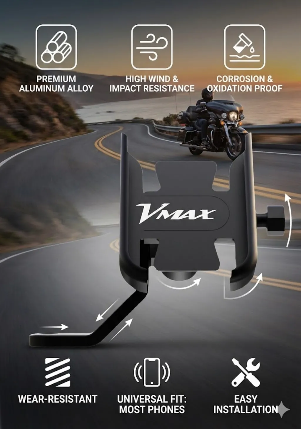

Motorcycle Phone Holder Accessories For YAMAHA VMAX 1200 1985-2008 V-MAX V MAX 1200 2017 2018 2019 2020 High Quality Aluminum