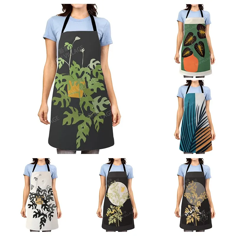 Aesthetic Women kitchen apron kids original Children Waterproof girl princess waiter work apron oil proof nordic boho plant