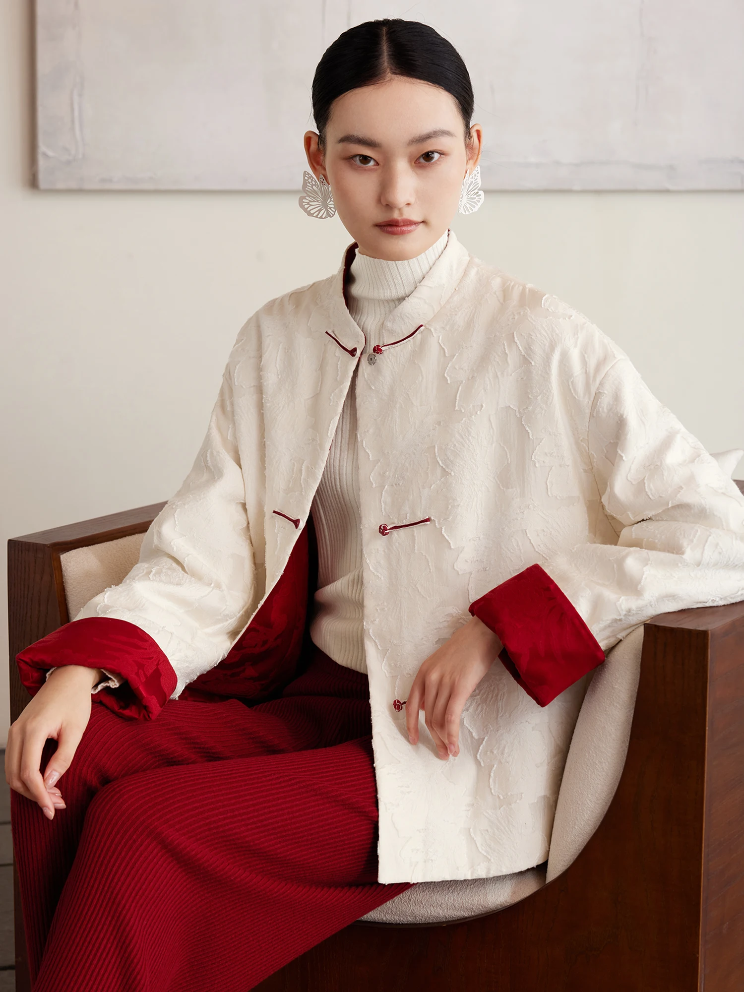 

Новое зимнее женское хлопковое дэт с воротником-стойкой на пуговицах, лоскутное пальто Sve Capsule Sle, новое китайское пальто