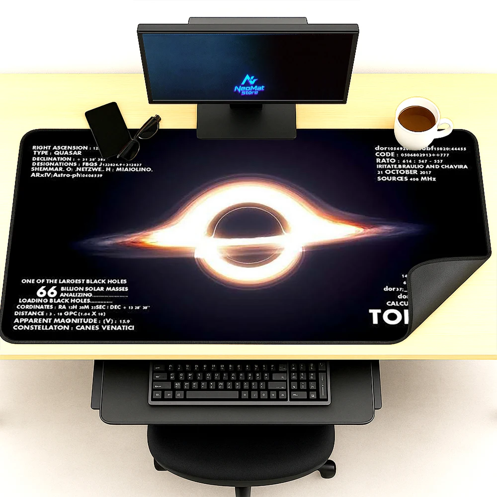 Space Mouse Pad Black Hole Giant Desk Mat 140x60 Gaming Mousemat Cosmic Universe Astrophysics Room Decor Table Mat