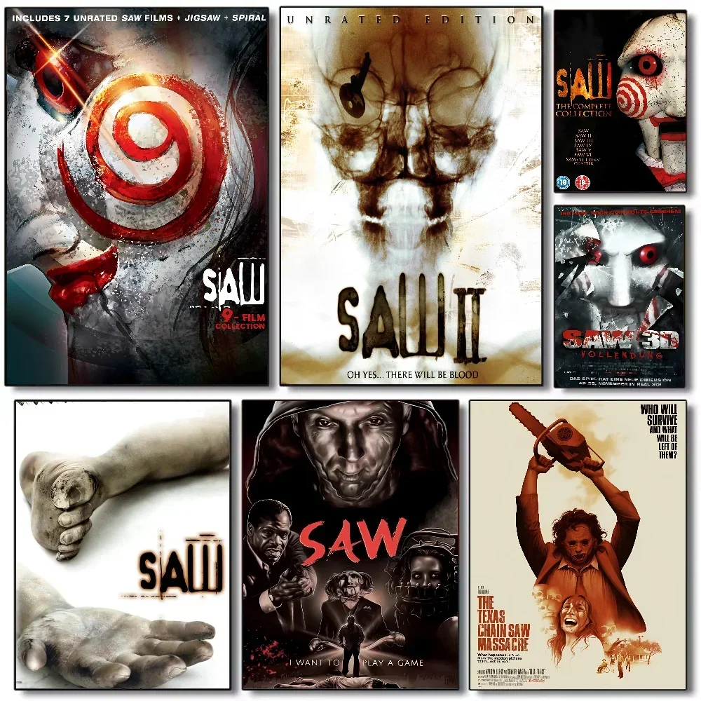 Horrorfilm Saw Anime Poster Ästhetische Leinwand Malerei Poster und Drucke Wand Kunst Bild für Wohnzimmer Dekoration