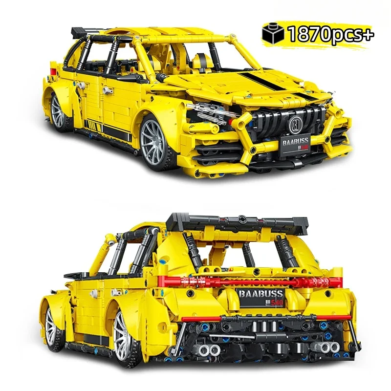 

DIY Technical Yellow Speed Racing Building Blocks Sports Car Model Moc Assemble Bricks Toys birthday gifts For Kids Adult
