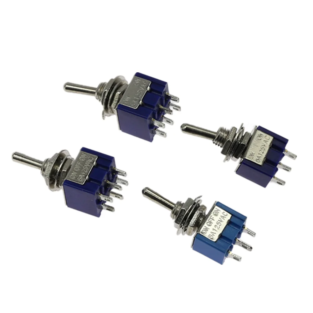 5szt Przełącznik ON-OFF/ON-OFF-ON 3/6 Pin 2/3 Pozycja zatrzaskowa MTS-102 103 202 AC 125V/6A 250V/3A Przycisk zasilania Przełącznik samochodowy