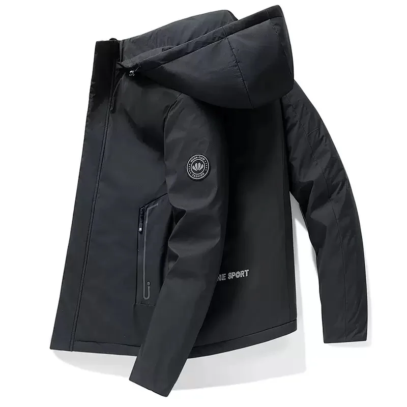 Осенне-зимняя модная тенденция для спорта на открытом воздухе, утолщенный теплый пуховик, мужская повседневная свободная ветрозащитная куртка с капюшоном больших размеров