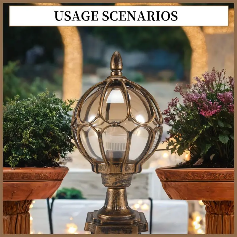 AS60-1Pcs Outdoor Pillar Lamp Globe Glass Shade Door Post Lamp Waterproof Antique Lighting Rainproof Pillar Light