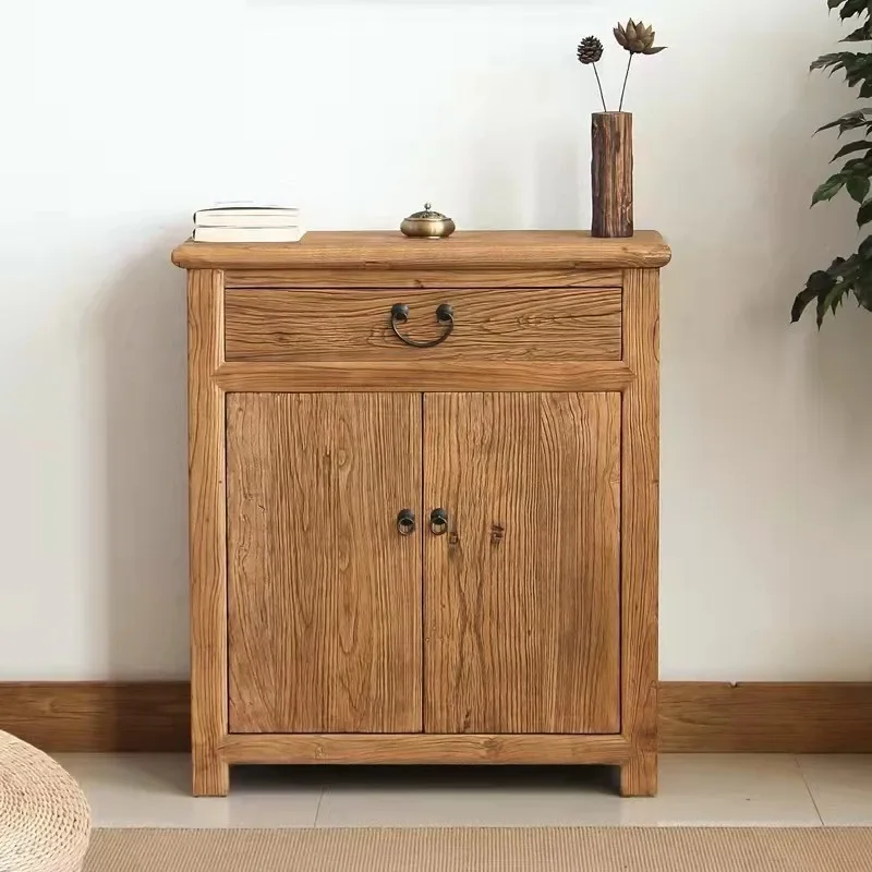 New Chinese-style Zen-style old elm dining side cabinet, B & B wind porch cabinet, weathered door panel, household solid wood