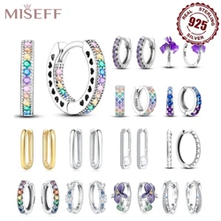 MISEFF 49 choices Real 925 Sterling Silver Heart Hoop Earrings CZ Infinity Love Golden Earrings For Wedding Gift luxury Jewelry