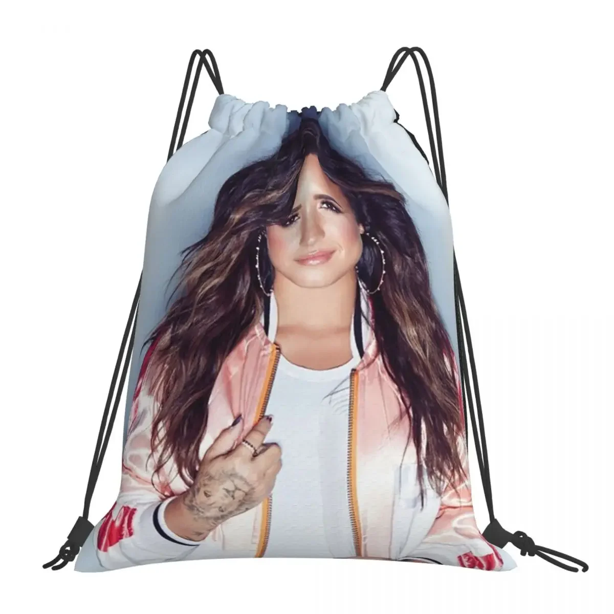 

Demi Lovato Backpacks Multi-function Portable Drawstring Bags Drawstring Bundle Pocket Sundries Bag BookBag For Travel Students