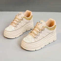 2024 Autumn Chunky Casual Shoes For Woman Outdoor Elasticity Sports Shoes Vulcanized Shoe College Student Solid Durable Sneakers