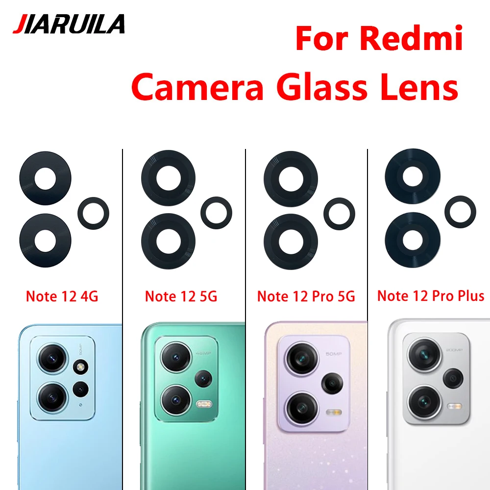 2 Pcs For Xiaomi Redmi Note 12 4G Pro 5G / Note 12 Pro Plus Rear Back Camera Glass Lens Replacement With Adhesive Sticker