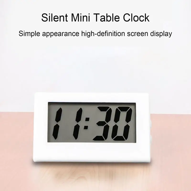 1pc Mini Small Digital Car Desk Clock Meter Mini Digital LCD Display Travel Electronic Clock Home Office Desk Clock