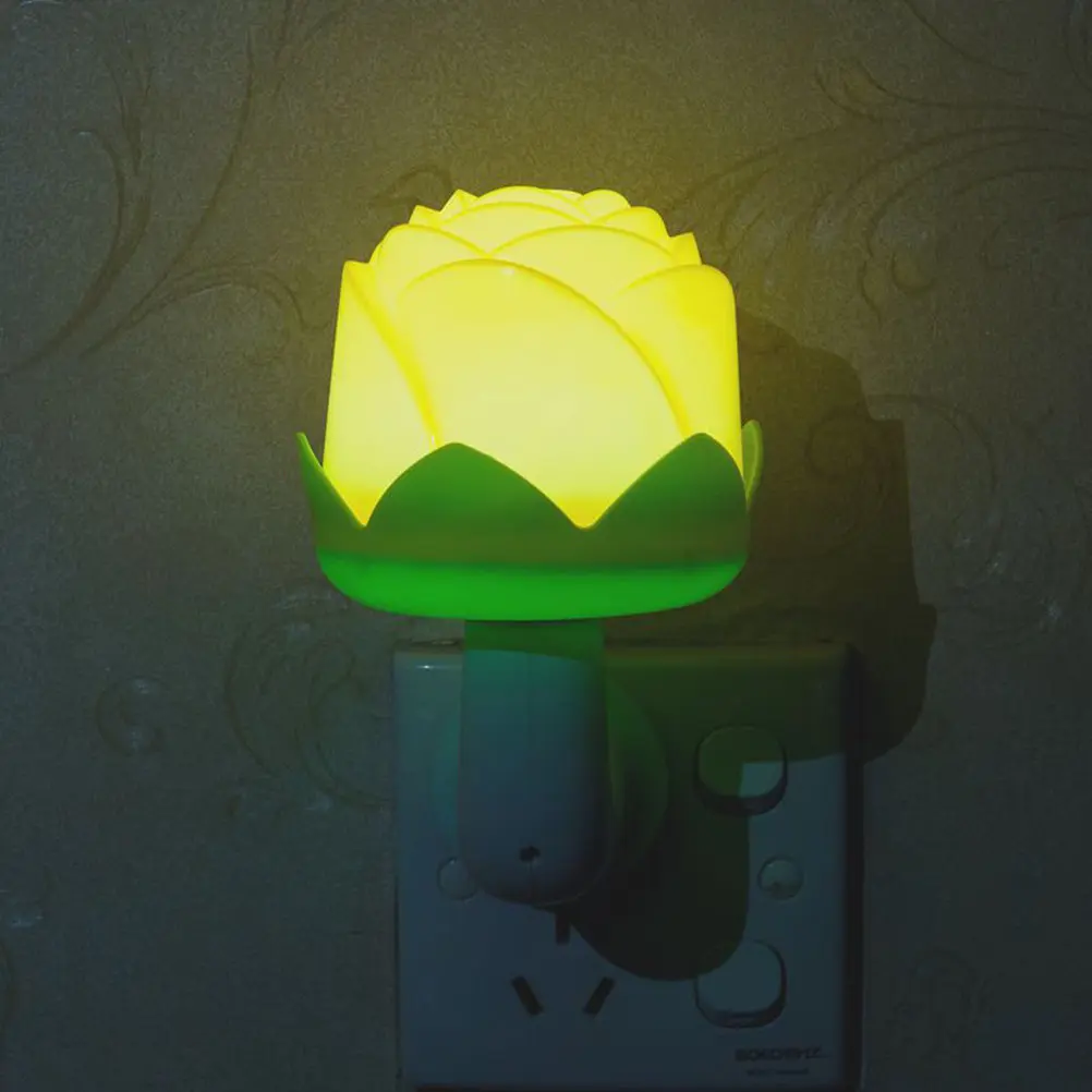 

LED Yellow Rose Night Light Auto on Off Wall Plug in Soft Flicker Free Eye Protection Wall Nightlight Us Plug