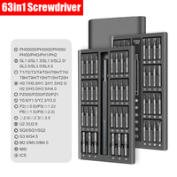 63 in 1 Precision Screwdriver Set Phillips Torx Magnetic Screw Driver Bit Professional Repair Tool Kit for IPhone Watch Camera