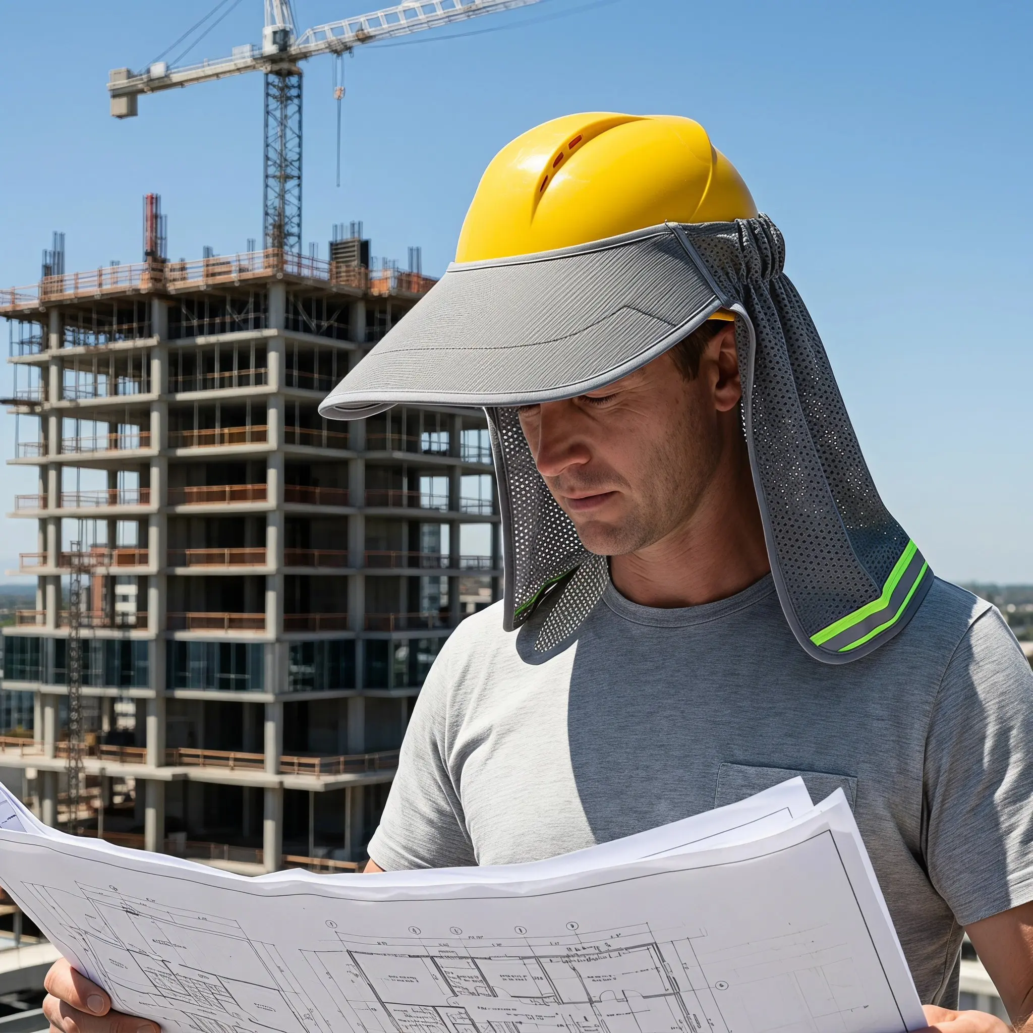 Hard Hat Sun Visor Wide Brim Breathable Mesh Safety Sunshade Curtain Neck Protection Outdoor Work Sunshade
