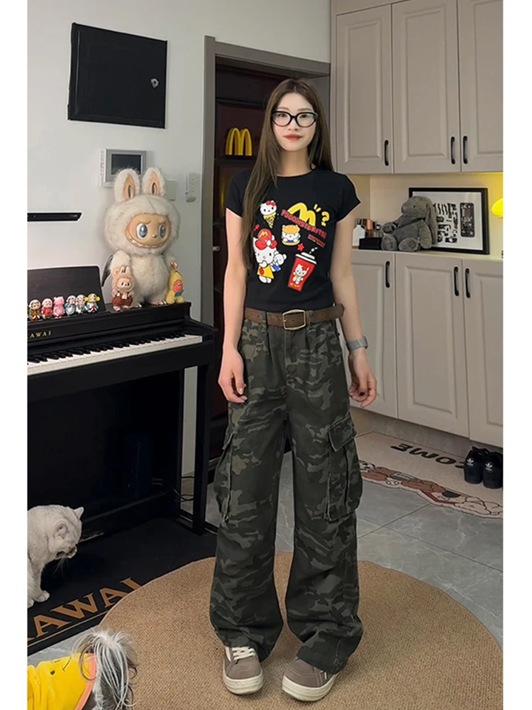 

Камуфляжная рабочая одежда Cleanfit, джинсы с несколькими кетами, прямые брюки с широкими штанинами, мужские и женские брюки в американском стиле High Street Vibe