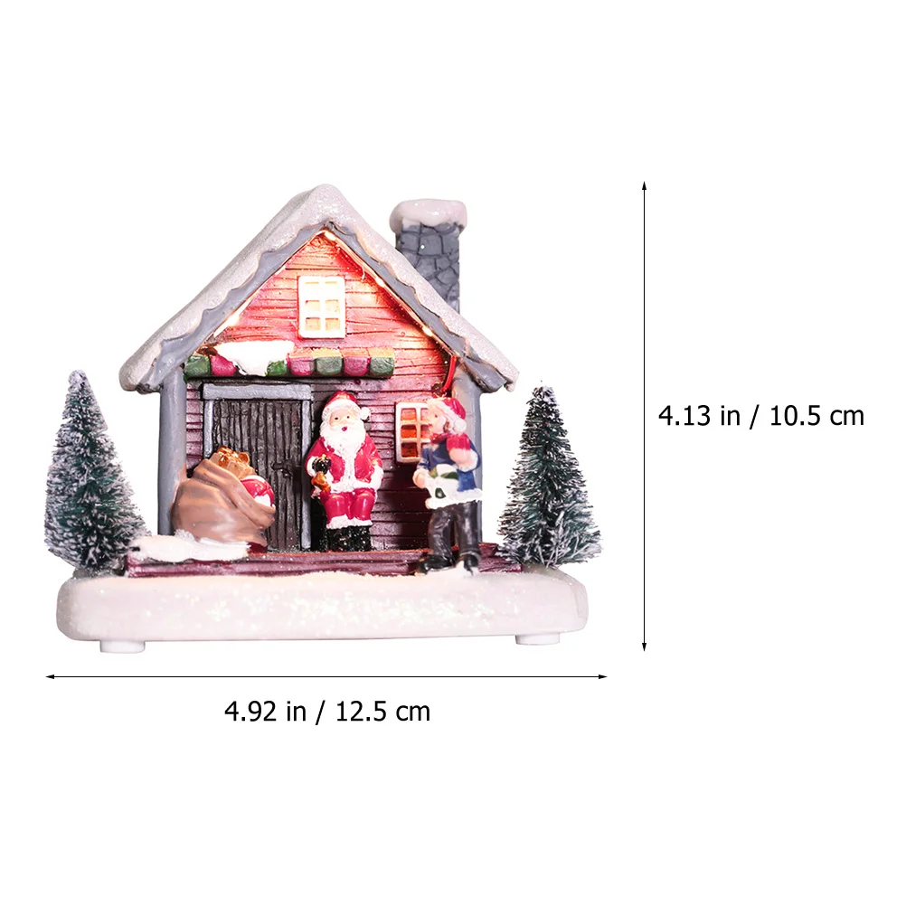 

Luminous Christmas House Decoration Resin Craft Mini House Festive Table Centerpiece for Office Shop Hotel Xmas Decor