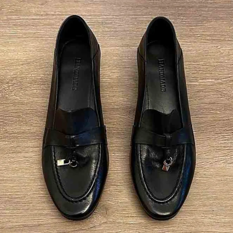 Classicial British Style Women's Loafers 2025 Autumn New Trendy Casual Office Work Shoes Retro Solid Color Soft Soled Lady Pumps