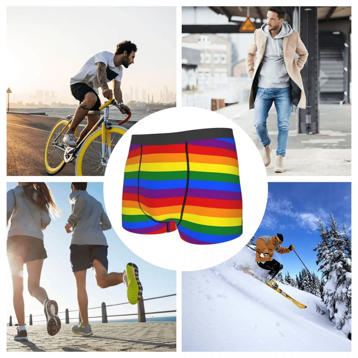 Boxer Underpants Shorts Rainbow Flag Gay Pride Panties Men's Ventilate Underwear for Homme Man Boyfriend Gifts
