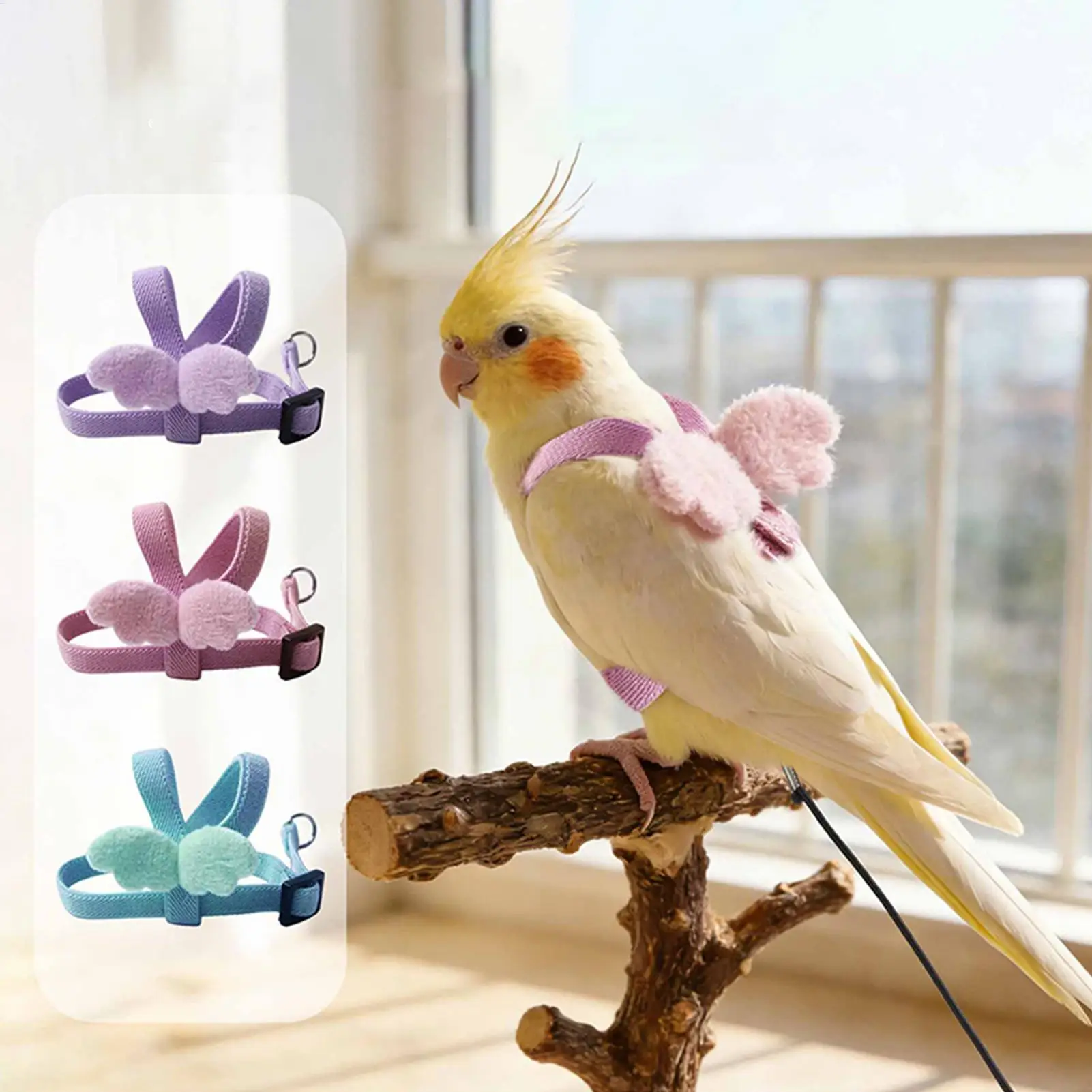 Conure Harness Adjustable Parrot Bird Harness  Set Anti-bite Training Harness Parrots Flying Rope Small Birds Supplies