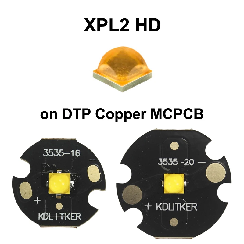 XP-L2 HD 6500K 5000K 4000K 3000K SMD 3535 LED Emitter on KDLitker DTP Copper MCPCB Beads Bulbs Flashlight DIY