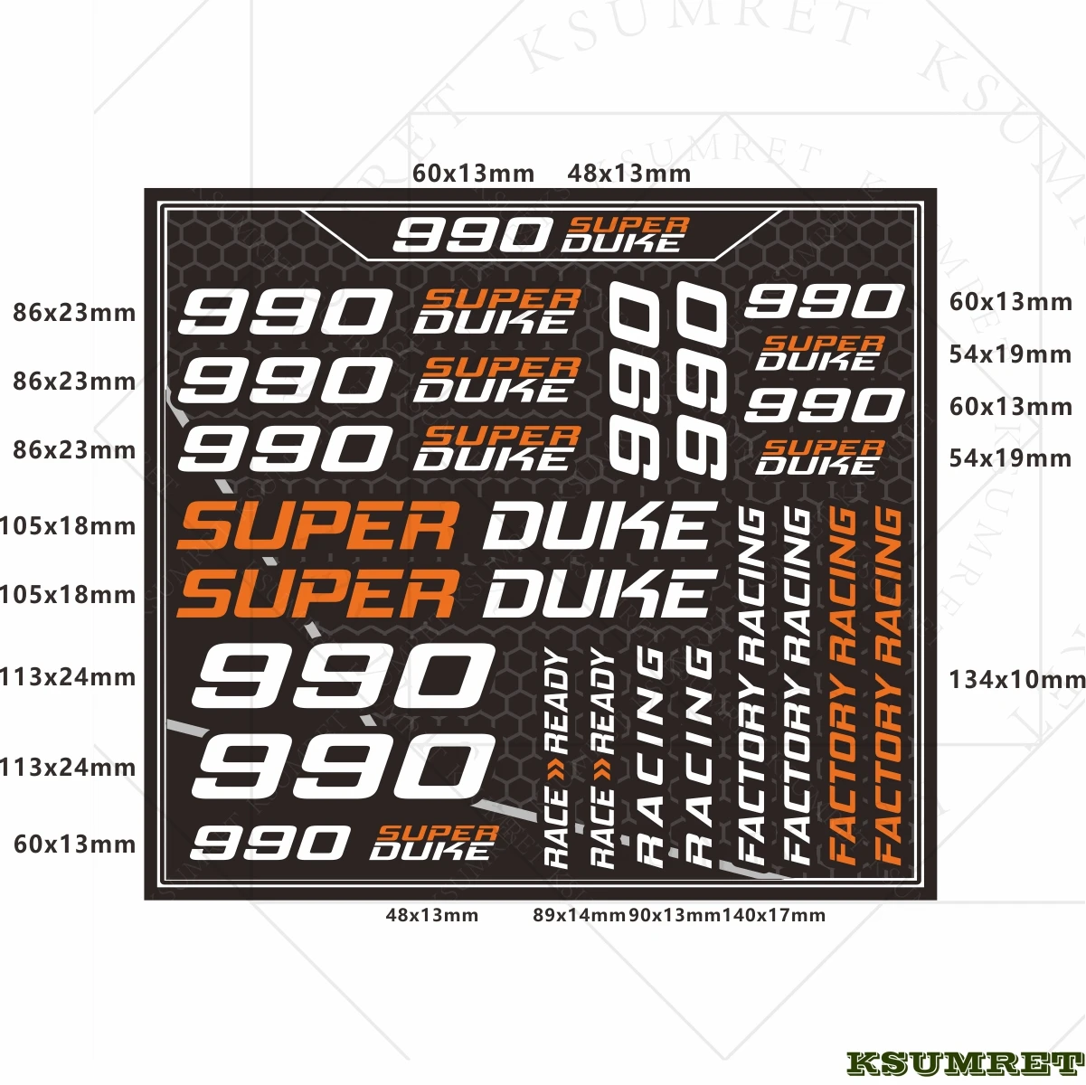 ملصقات للدراجات النارية بشعار KTM Duke 990 مقاومة للماء