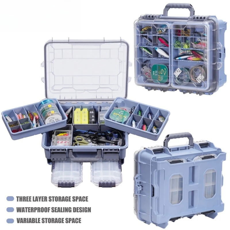 Double Layer Waterproof Fishing Tackle Box Large Capacity Portable Lure Bait Storage Tool Box for Outdoor Fishing