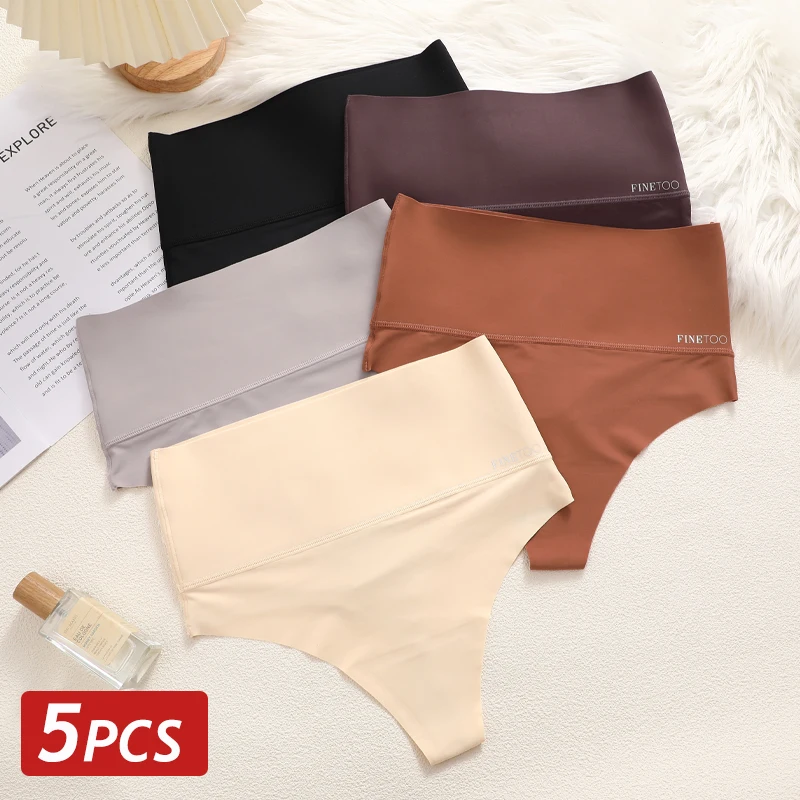 

5PCS/Set Seamless Ice Silk Shapewear Women High Waist G-String Thongs Butt Lifter Tummy Sexy Lingerie Female Slimming Underwear