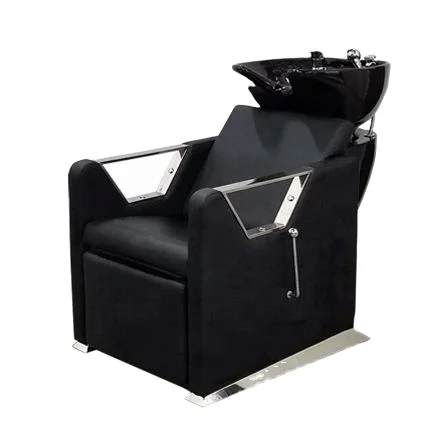 for Beauty Salon Barbershop Available Black White Modern Style Electric Leather Spa Chair Ceramic Washbasin
